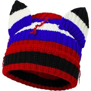 Knit Beanie Hats for Women Cute Cat Ears Winter Warm Knit Big Ears Crochet Skull Cap Ski Cycling Outdoor Ear Cover