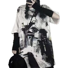 Gothic Oversized Printed T-Shirt Harajuku Street Trend Men and Women's Personality Loose Print Punk Short Sleeve