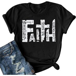 Faith Shirts for Women Bible Verse T Shirt Christian Graphic Tees Retro Religious Shirts Casual Tops