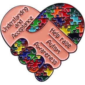 Autism Awareness Heart Shaped Enamel Lapel Pin,Autism Awareness Pins,Autism Awareness Heart Puzzle Filled Pin for Awareness Events,Fundraising,Gift-Giving & More