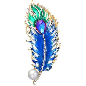 CINFAC Blue Feather brooches pins for women fashion Enamel Elegant women's brooches pin, Alloy Steel, no gemstone in Kuwait