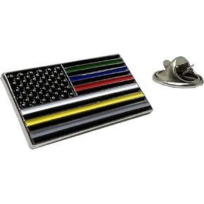 Fights American Flag Lapel Pin - Veterans Army Firefighter Corrections Dispatch EMS EMT Military Brooch