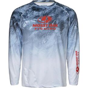 Mossy Oak Men's Patriotic Fishing Shirts Long Sleeve with Sun Protection