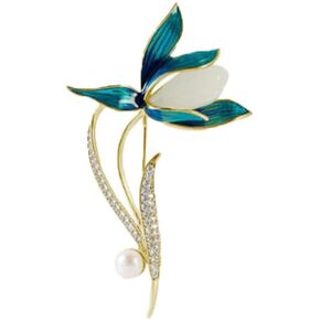Beautiful Magnolia Flower Brooch Pin Elegant Design Jewellery for Suit Coat Shawl Clip Decoration Women Brooch Jewelry for Clothing, Metal, no gemstone in Kuwait