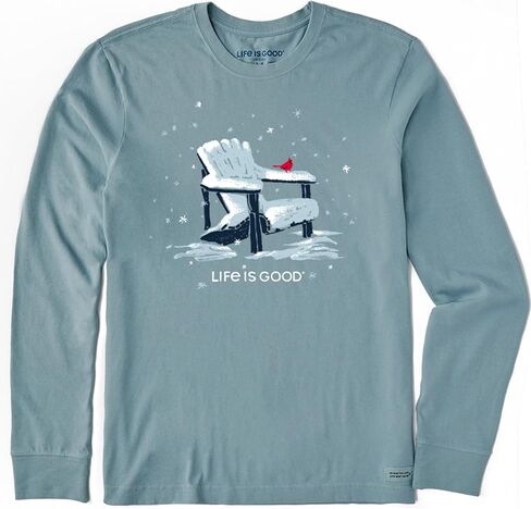 Life is Good Snowy Adirondack Cardinal Cotton tee, Longsleeve Graphic Crewneck T-Shirt in Saudi Arabia