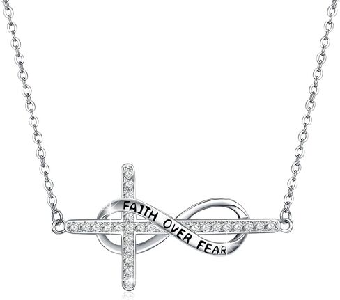MEDWISE Infinity Cross Necklace 925 Sterling Silver Cross Necklace Faith Hope Pendant Jewelry Gifts for Women Wife Girls in Saudi Arabia