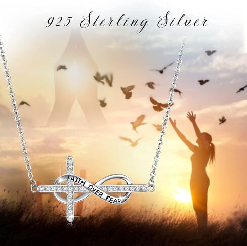 MEDWISE Infinity Cross Necklace 925 Sterling Silver Cross Necklace Faith Hope Pendant Jewelry Gifts for Women Wife Girls in Saudi Arabia