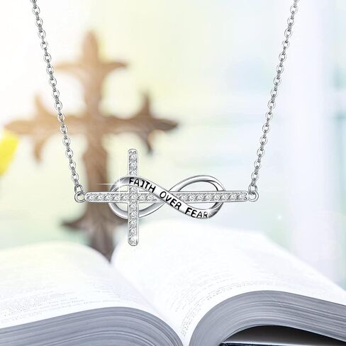 MEDWISE Infinity Cross Necklace 925 Sterling Silver Cross Necklace Faith Hope Pendant Jewelry Gifts for Women Wife Girls in Saudi Arabia