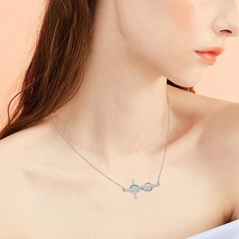 MEDWISE Infinity Cross Necklace 925 Sterling Silver Cross Necklace Faith Hope Pendant Jewelry Gifts for Women Wife Girls in Saudi Arabia