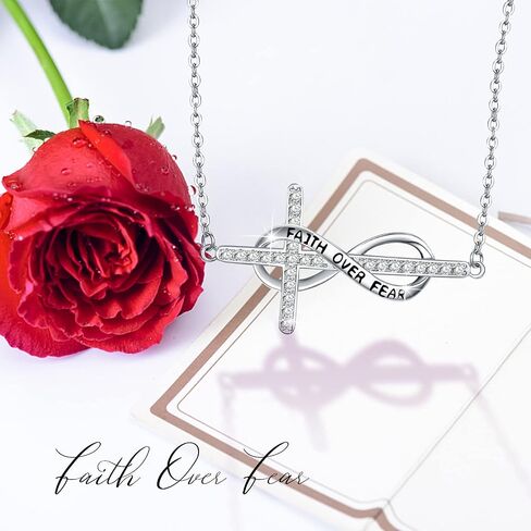MEDWISE Infinity Cross Necklace 925 Sterling Silver Cross Necklace Faith Hope Pendant Jewelry Gifts for Women Wife Girls in Saudi Arabia
