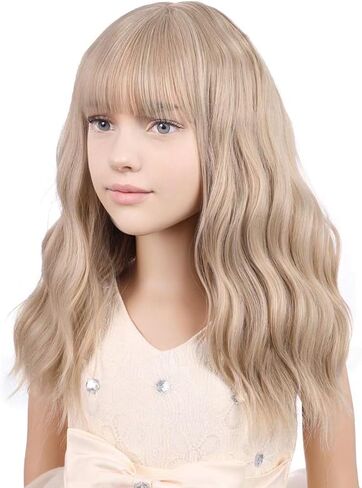 Kids Short Mix Blonde Wavy Curly Wigs Girls Blonde Wig with Bangs Synthetic Cosplay Hair Wig for kids Children in Saudi Arabia