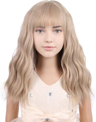 Kids Short Mix Blonde Wavy Curly Wigs Girls Blonde Wig with Bangs Synthetic Cosplay Hair Wig for kids Children in Saudi Arabia