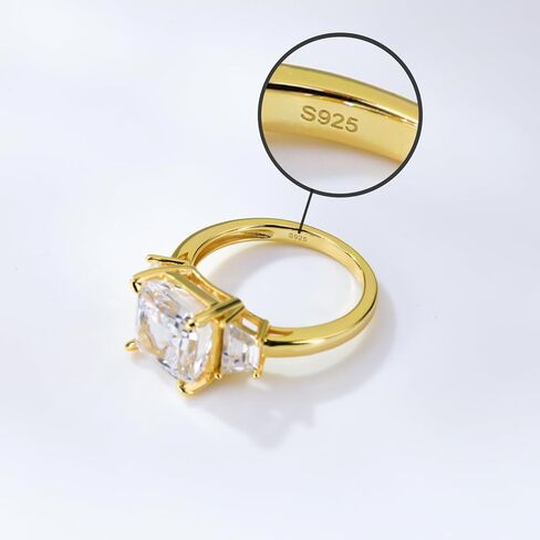 خاتم زركونيا مكعب 5 قيراط من الفضة الإسترليني عيار 925 خواتم ذهبية لامعة مشعة للنساء مناسبة لهدايا عيد الحب مقاس 8-10 in Kuwait