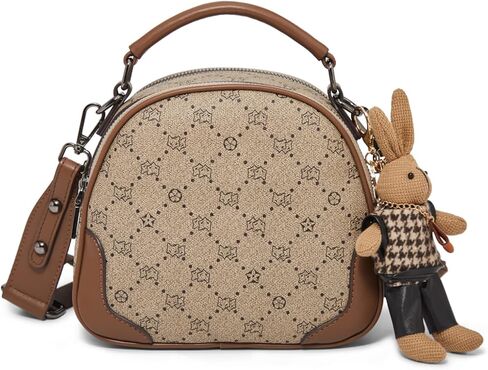 Small Top Handle Handbags for Women, Ladies Mini Crossbody Shoulder Bags with 2 Adjustable Strap, Brown in Kuwait