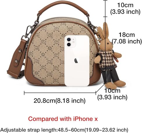 Small Top Handle Handbags for Women, Ladies Mini Crossbody Shoulder Bags with 2 Adjustable Strap, Brown in Kuwait