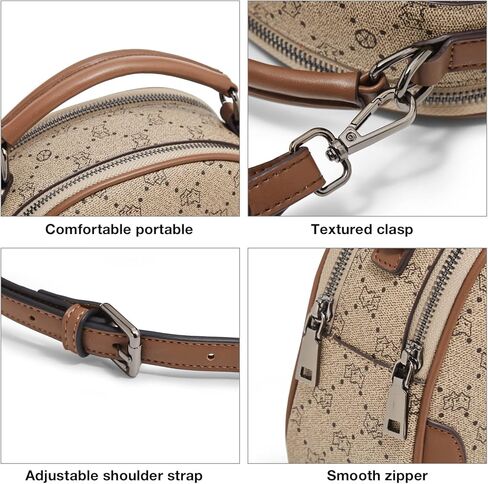 Small Top Handle Handbags for Women, Ladies Mini Crossbody Shoulder Bags with 2 Adjustable Strap, Brown in Kuwait