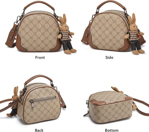 Small Top Handle Handbags for Women, Ladies Mini Crossbody Shoulder Bags with 2 Adjustable Strap, Brown in Kuwait