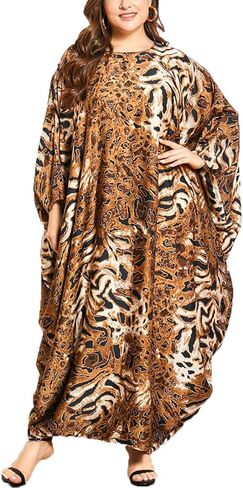 Qianliniuinc Women Abaya Arabic Maxi Dress - Lady Plus Size Loose Cocktail Party Gown Black in Saudi Arabia