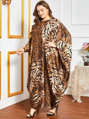 Qianliniuinc Women Abaya Arabic Maxi Dress - Lady Plus Size Loose Cocktail Party Gown Black in Saudi Arabia