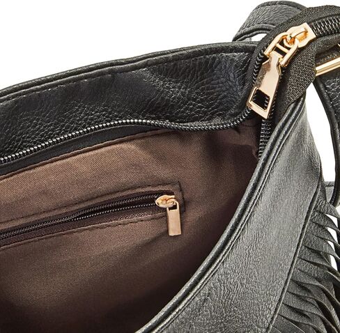 Black Fringe Purse for Women, Faux Leather Hippie Crossbody Bag (10.5 x 1.5 x 7.8 In) in Kuwait