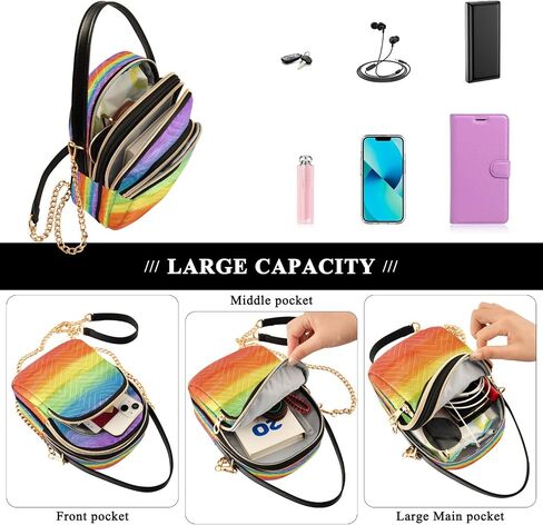 Unicorn Background with Rainbow Crossbody Handbags for Women Casual Leather Shoulder Phone Purse in Saudi Arabia