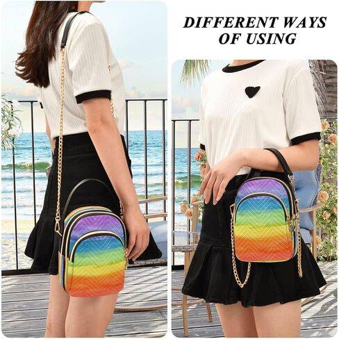 Unicorn Background with Rainbow Crossbody Handbags for Women Casual Leather Shoulder Phone Purse in Saudi Arabia