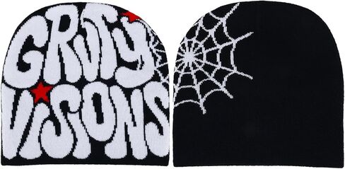 قبعة واي 2 كيه للرجال والنساء بتصميم عنكبوت واي 2 كيه، اكسسوارات سوداء مزدوجة الطبقات محبوكة مصنوعة من الاكريليك عالي الجودة، قبعة دافئة للنساء in Kuwait