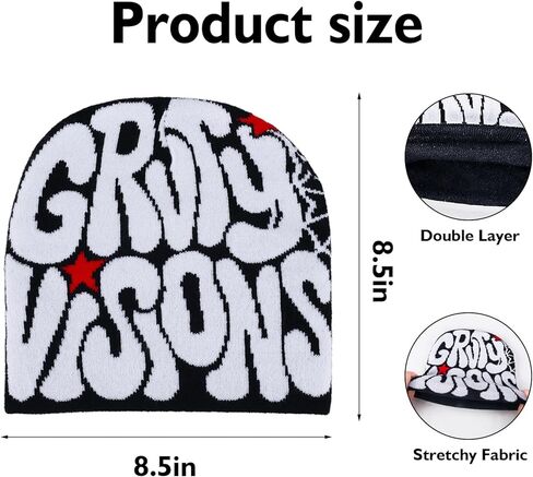 قبعة واي 2 كيه للرجال والنساء بتصميم عنكبوت واي 2 كيه، اكسسوارات سوداء مزدوجة الطبقات محبوكة مصنوعة من الاكريليك عالي الجودة، قبعة دافئة للنساء in Kuwait