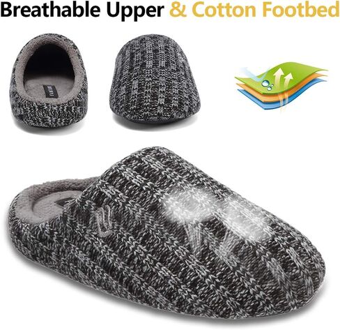 خف منزلي للجنسين للرجال والنساء داخلي من إسفنج الذاكرة الكشمير مزيج من القطن المحبوك للخريف والشتاء مضاد للانزلاق U419WMT029-بنفسجي-38-39 in Kuwait