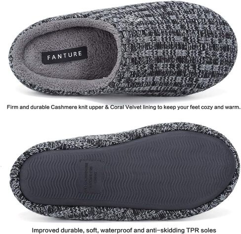 خف منزلي للجنسين للرجال والنساء داخلي من إسفنج الذاكرة الكشمير مزيج من القطن المحبوك للخريف والشتاء مضاد للانزلاق U419WMT029-بنفسجي-38-39 in Kuwait