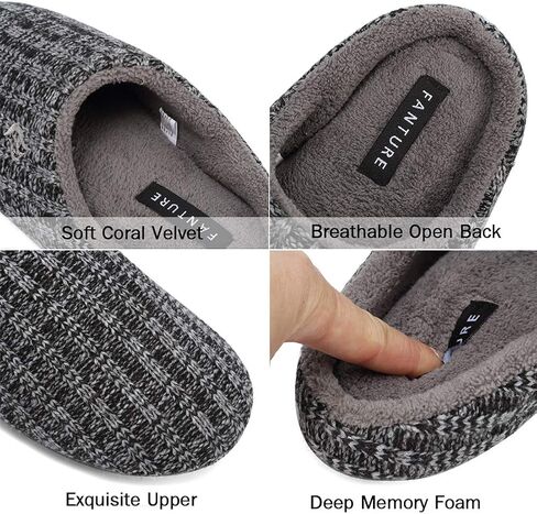 خف منزلي للجنسين للرجال والنساء داخلي من إسفنج الذاكرة الكشمير مزيج من القطن المحبوك للخريف والشتاء مضاد للانزلاق U419WMT029-بنفسجي-38-39 in Kuwait