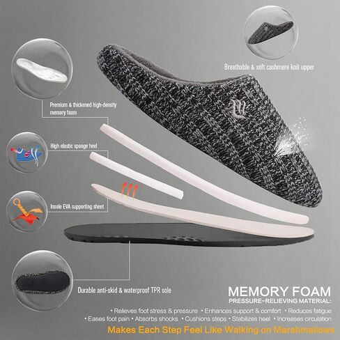 خف منزلي للجنسين للرجال والنساء داخلي من إسفنج الذاكرة الكشمير مزيج من القطن المحبوك للخريف والشتاء مضاد للانزلاق U419WMT029-بنفسجي-38-39 in Kuwait