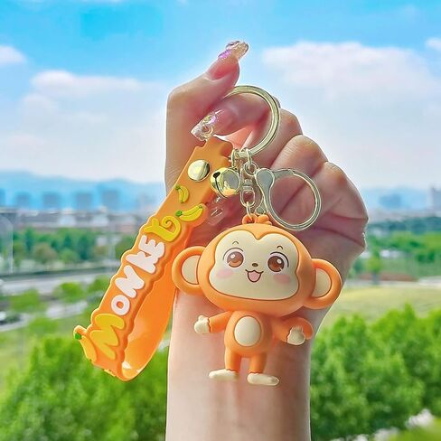 زينة سلسلة مفاتيح معلقة على شكل حيوانات كرتونية سعيدة لطيفة، إكسسوارات حقيبة يد من السيليكون الناعم للفتيات والنساء من Kds in Kuwait