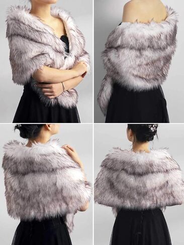 Fashband Fur Shawl Wrap Faux Fur Stole Scraves Bridal خفيف تغطية حتى الشتاء الزفاف حفلة التخرج العروس زهرة البنات in Kuwait