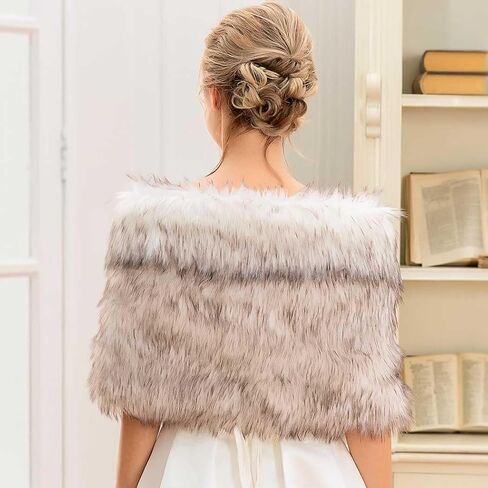 Fashband Fur Shawl Wrap Faux Fur Stole Scraves Bridal خفيف تغطية حتى الشتاء الزفاف حفلة التخرج العروس زهرة البنات in Kuwait