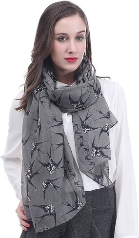 Swallow Bird Print Women's Scarf Shawl Wrap Lightweight in Saudi Arabia