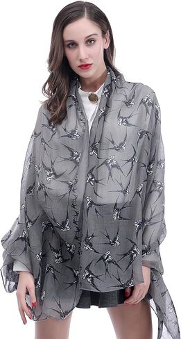 Swallow Bird Print Women's Scarf Shawl Wrap Lightweight in Saudi Arabia