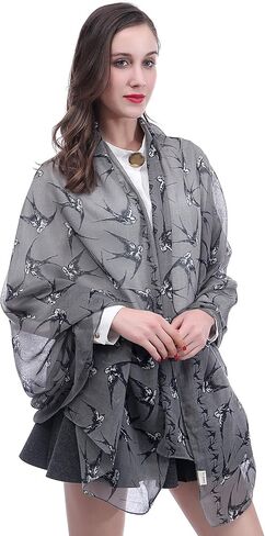 Swallow Bird Print Women's Scarf Shawl Wrap Lightweight in Saudi Arabia
