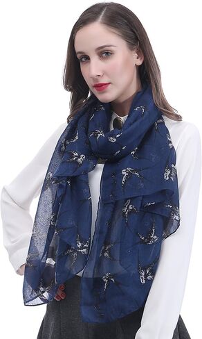 Swallow Bird Print Women's Scarf Shawl Wrap Lightweight in Saudi Arabia