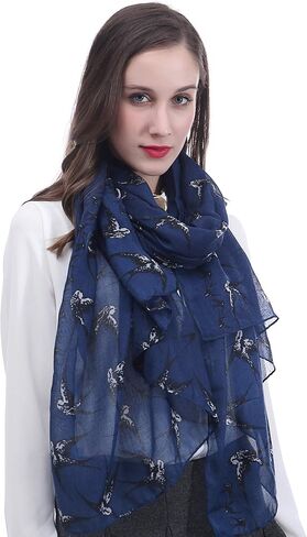 Swallow Bird Print Women's Scarf Shawl Wrap Lightweight in Saudi Arabia