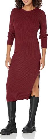Calvin Klein Women's Everyday Long Sleeve Crew Neck Dress with Side Slit Zipper Sweater in Saudi Arabia