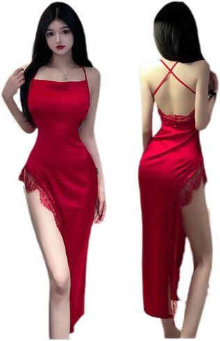 Temptshow Women's sexy lace suspender doll floral pajamas chiffon printed cosplay underwear in Kuwait