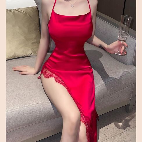 Temptshow Women's sexy lace suspender doll floral pajamas chiffon printed cosplay underwear in Kuwait