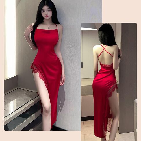 Temptshow Women's sexy lace suspender doll floral pajamas chiffon printed cosplay underwear in Kuwait