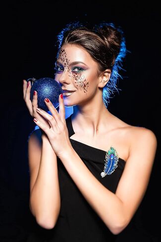 CINFAC Blue Feather brooches pins for women fashion Enamel Elegant women's brooches pin, Alloy Steel, no gemstone in Kuwait