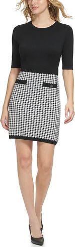 Karl Lagerfeld Paris Women's Knit Hounds Tooth Sweater Dress in Saudi Arabia