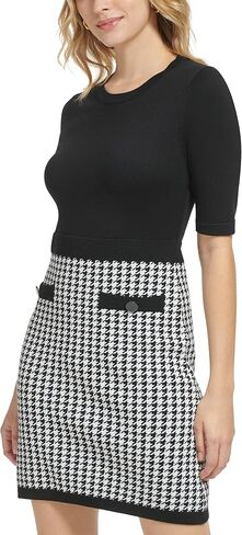 Karl Lagerfeld Paris Women's Knit Hounds Tooth Sweater Dress in Saudi Arabia