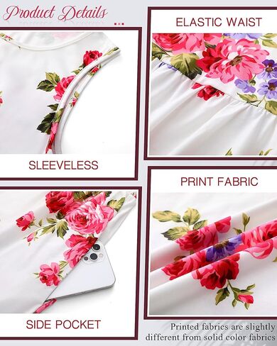 قطعتان من فساتين الصيف النسائية غير الرسمية برقبة دائرية وأكمام بطول الركبة، فساتين صيفية فضفاضة مع جيوب in Kuwait