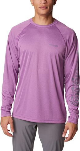 Columbia Men's Terminal Tackle Heather Long Sleeve Shirt, Berry Jam Heather/Granite Purple Logo, XX-Large in Saudi Arabia