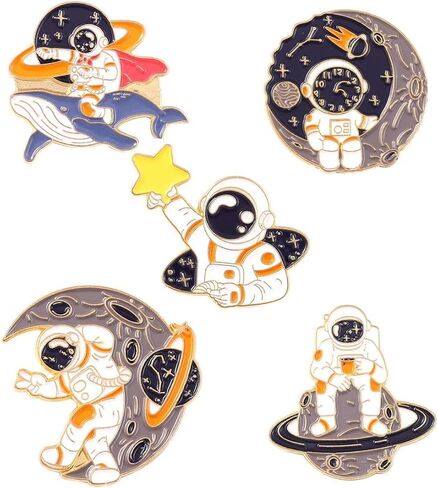 Liasun مضحك المينا دبابيس دبوس مجموعة-رائد الفضاء والحوت الكرتون بروش دبابيس للملابس أكياس حقيبة الظهر للنساء in Kuwait